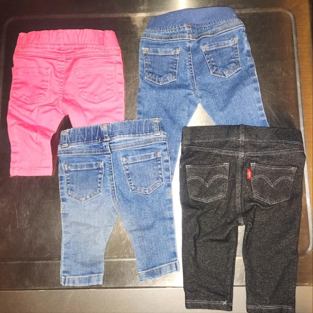 EUC Levi and Garanimals Denim 4 Piece Set- 0-9M